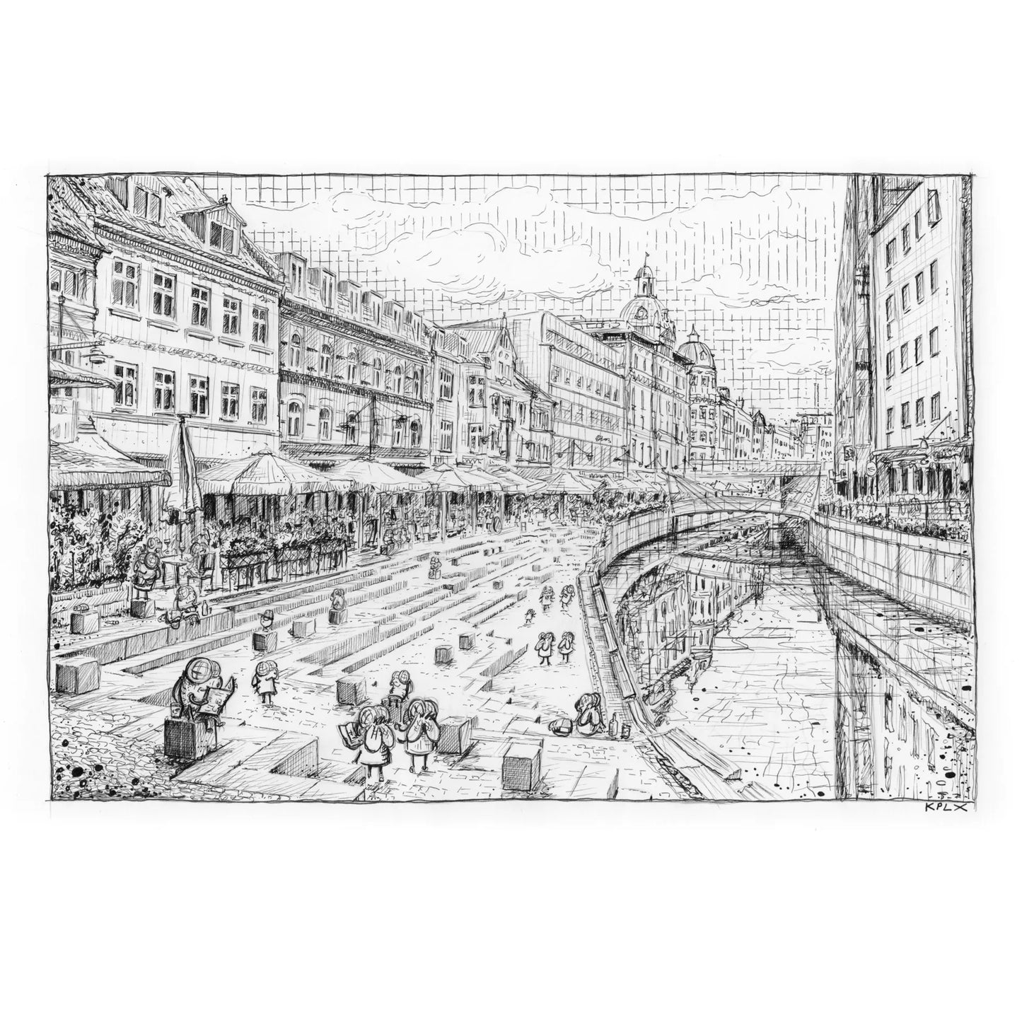 Original drawing Friday Fly 122 in frame