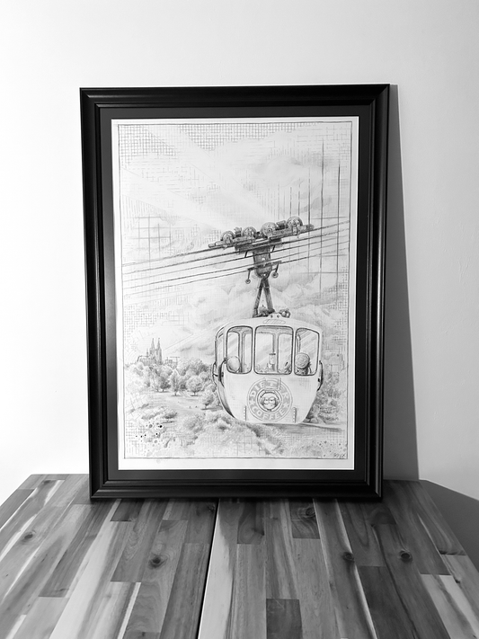 Original drawing Friday Fly 137 in frame