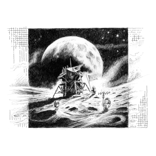 Original drawing Friday Fly 160 Moon Landing