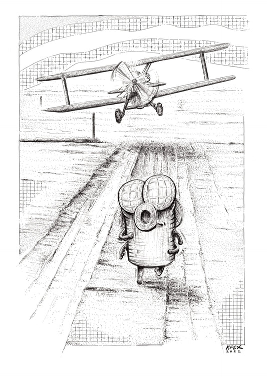 Original drawing Friday Fly 59 in frame