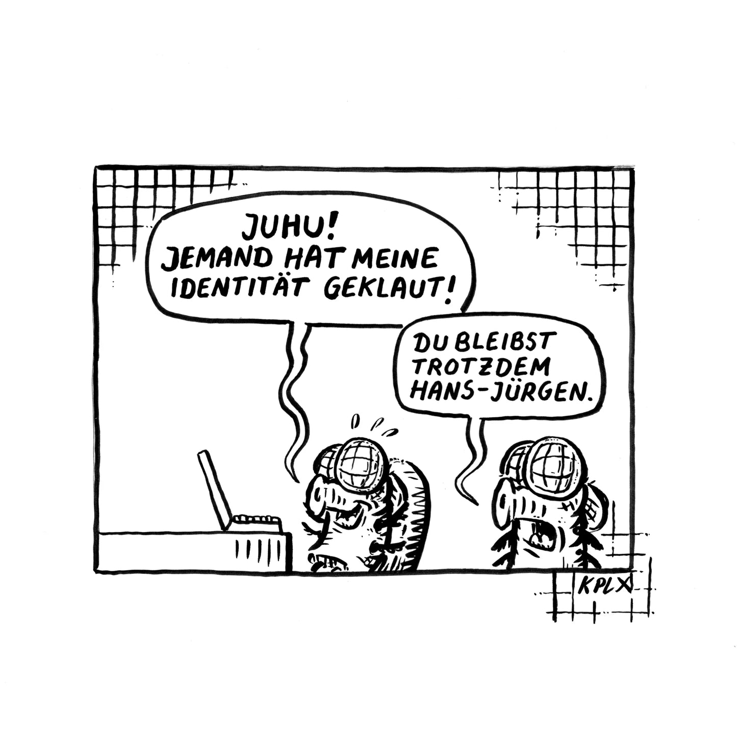 Original drawing of Hans-Jürgen identity in the frame