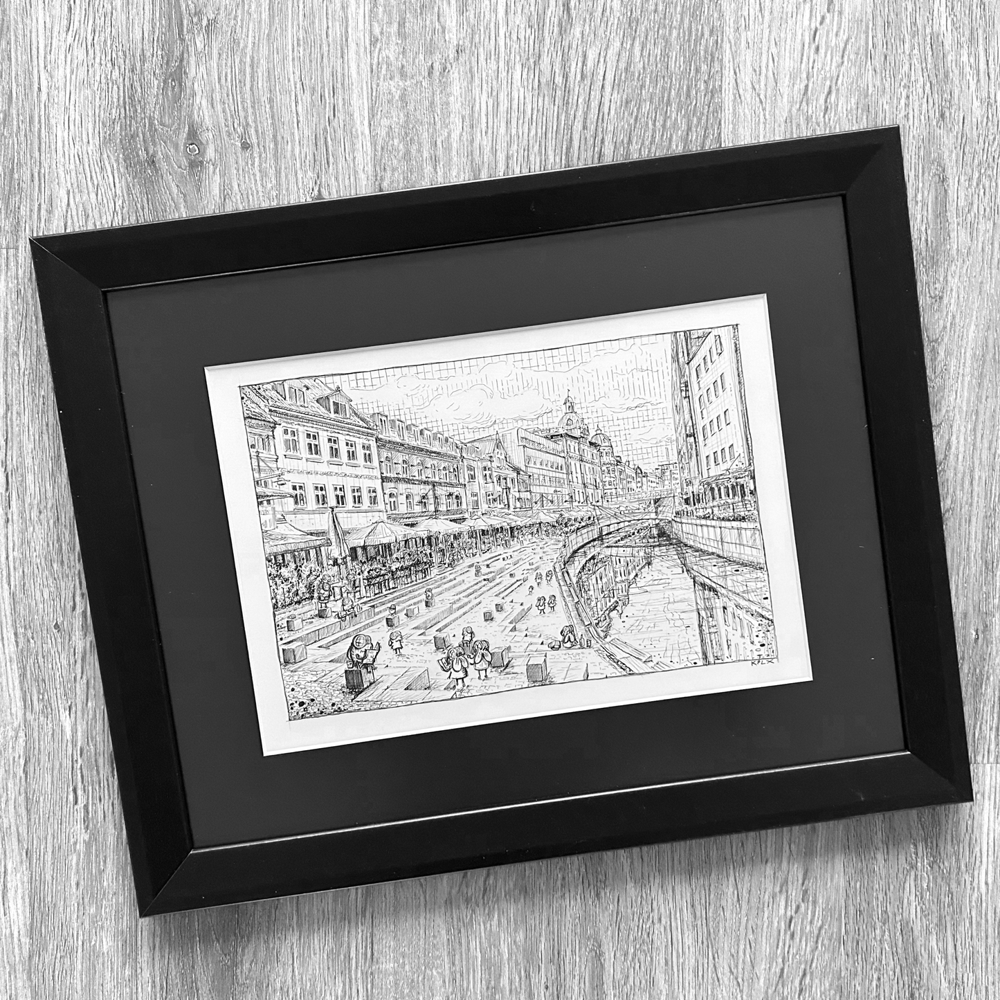 Original drawing Friday Fly 122 in frame