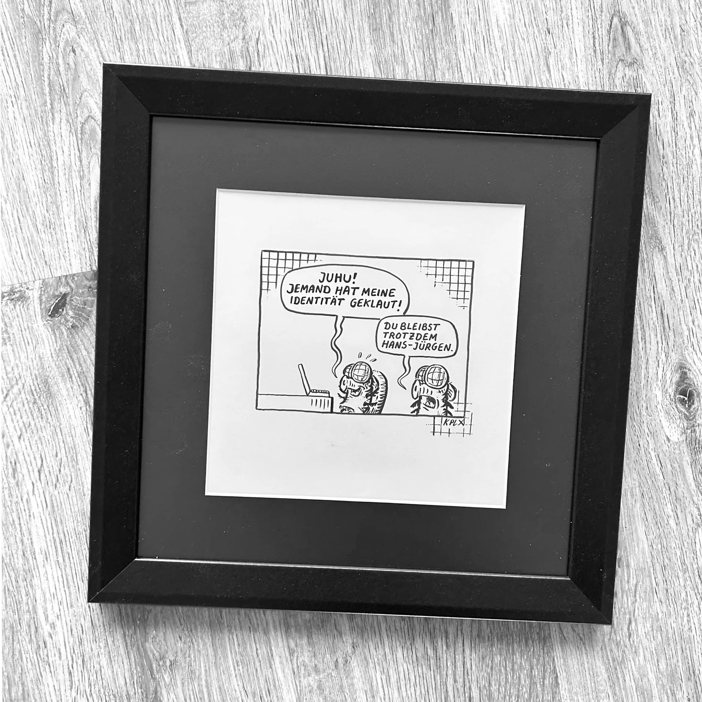 Original drawing of Hans-Jürgen identity in the frame